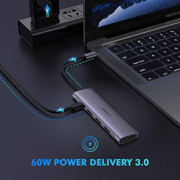 UGREEN TypeC 5 in 1 Adaptor - HDMI + USB 3.0*3 + TypeC PD Power Converter (50209) Tristar Online