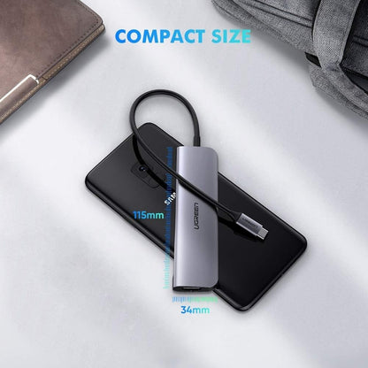 UGREEN TypeC 5 in 1 Adaptor - HDMI + USB 3.0*3 + TypeC PD Power Converter (50209) Tristar Online