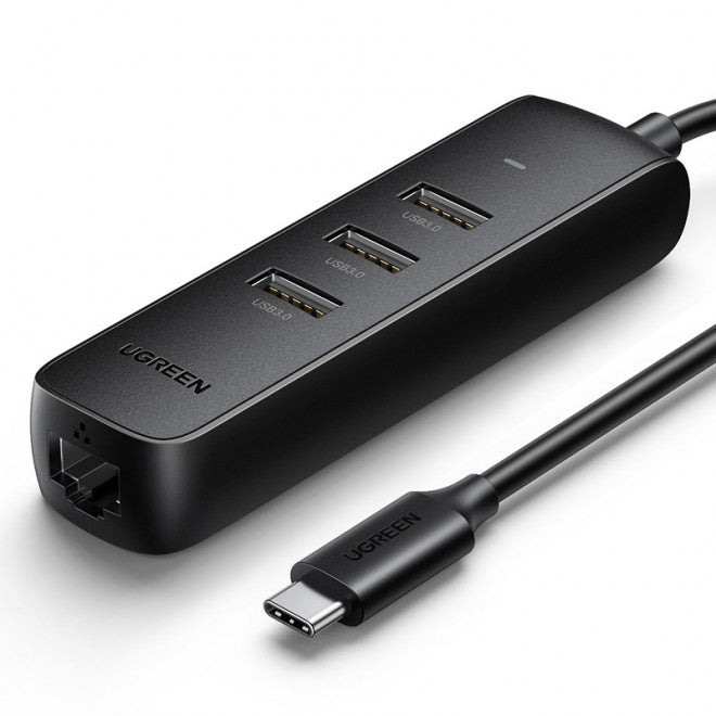 UGREEN 50627 USB-C to USB-A 3-Port Hub with RJ45 Gigabit Ethernet Tristar Online