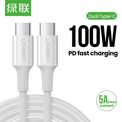 UGREEN 60552 USB-C 2.0 to TYPE-C Male to Male Data Cable 5A 2M White Tristar Online