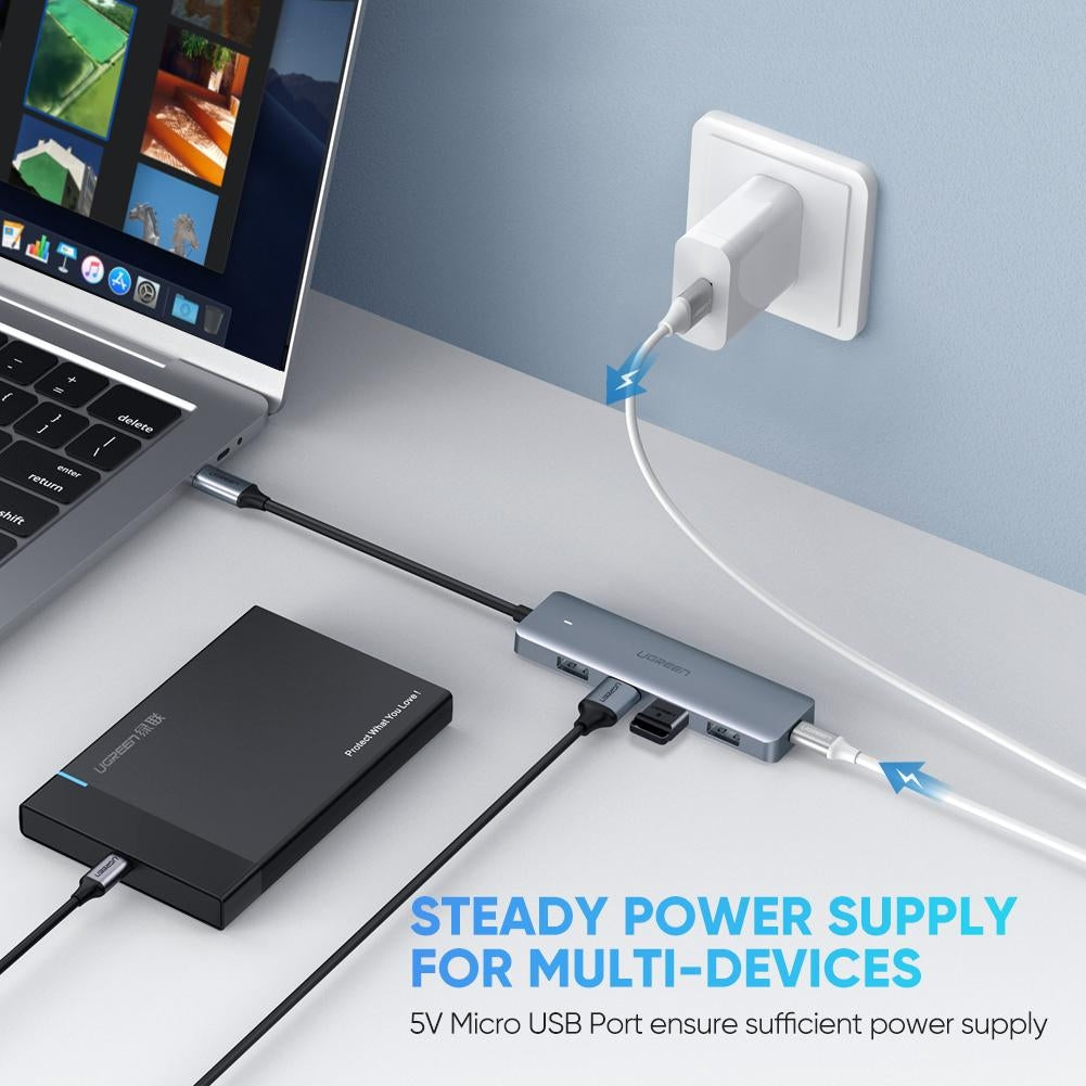 UGREEN 4-Port USB3.0 Hub with Micro USB Power Supply 70336 Tristar Online