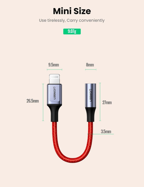 UGREEN 70507 iPhone 8-pin to 3.5mm Adapter Tristar Online