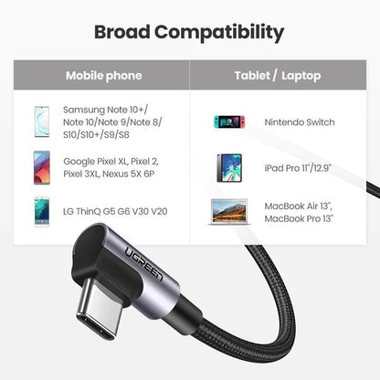 UGREEN 70529 60W Angle USB C to C Cable 1M Tristar Online