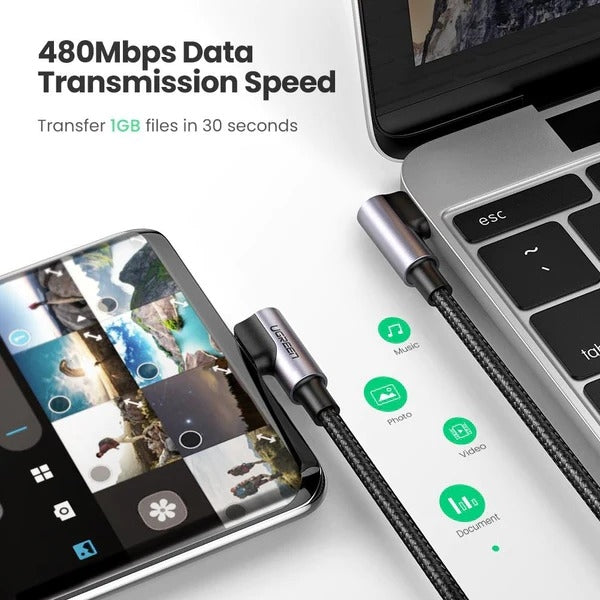 UGREEN 70529 60W Angle USB C to C Cable 1M Tristar Online
