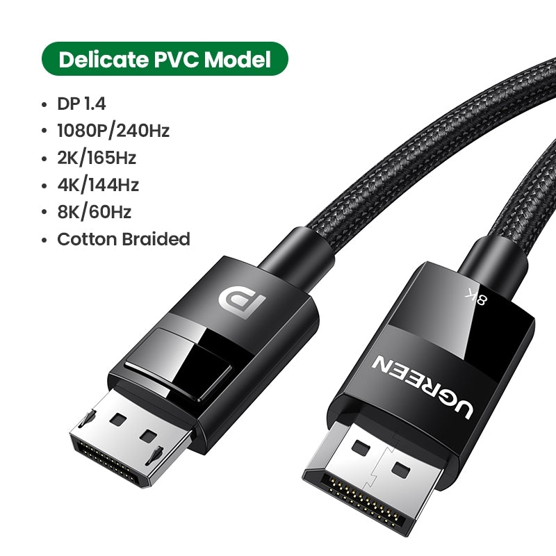 UGREEN 80390 DP V1.4 Male to Male Plastic Case Braided Cable 1M Tristar Online