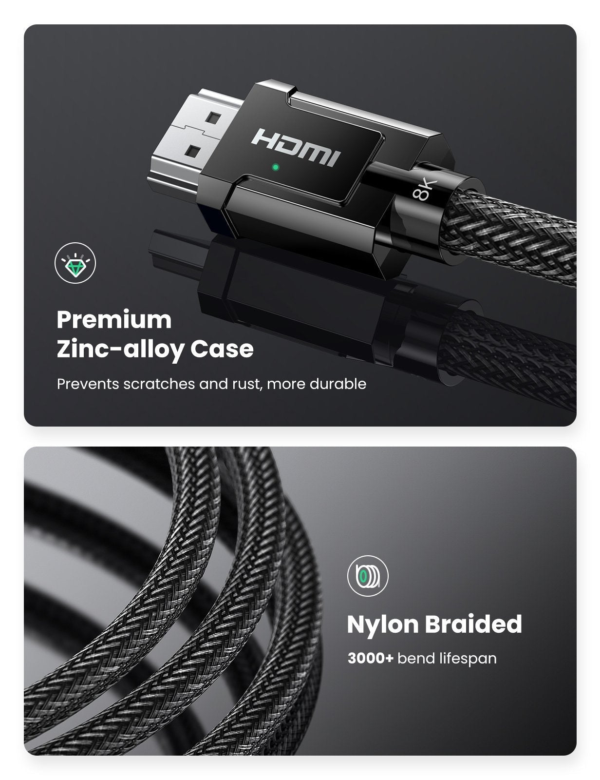UGREEN 80602 8K HDMI 2.1 Cable 3M Tristar Online