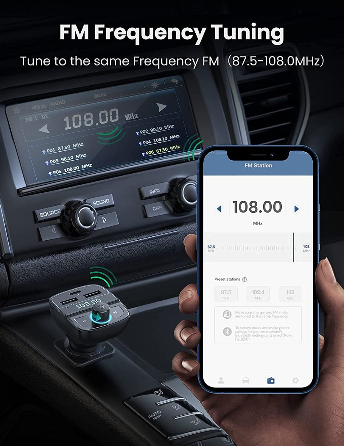 UGREEN 80910 Car Bluetooth 5.0 FM Transmitter Tristar Online