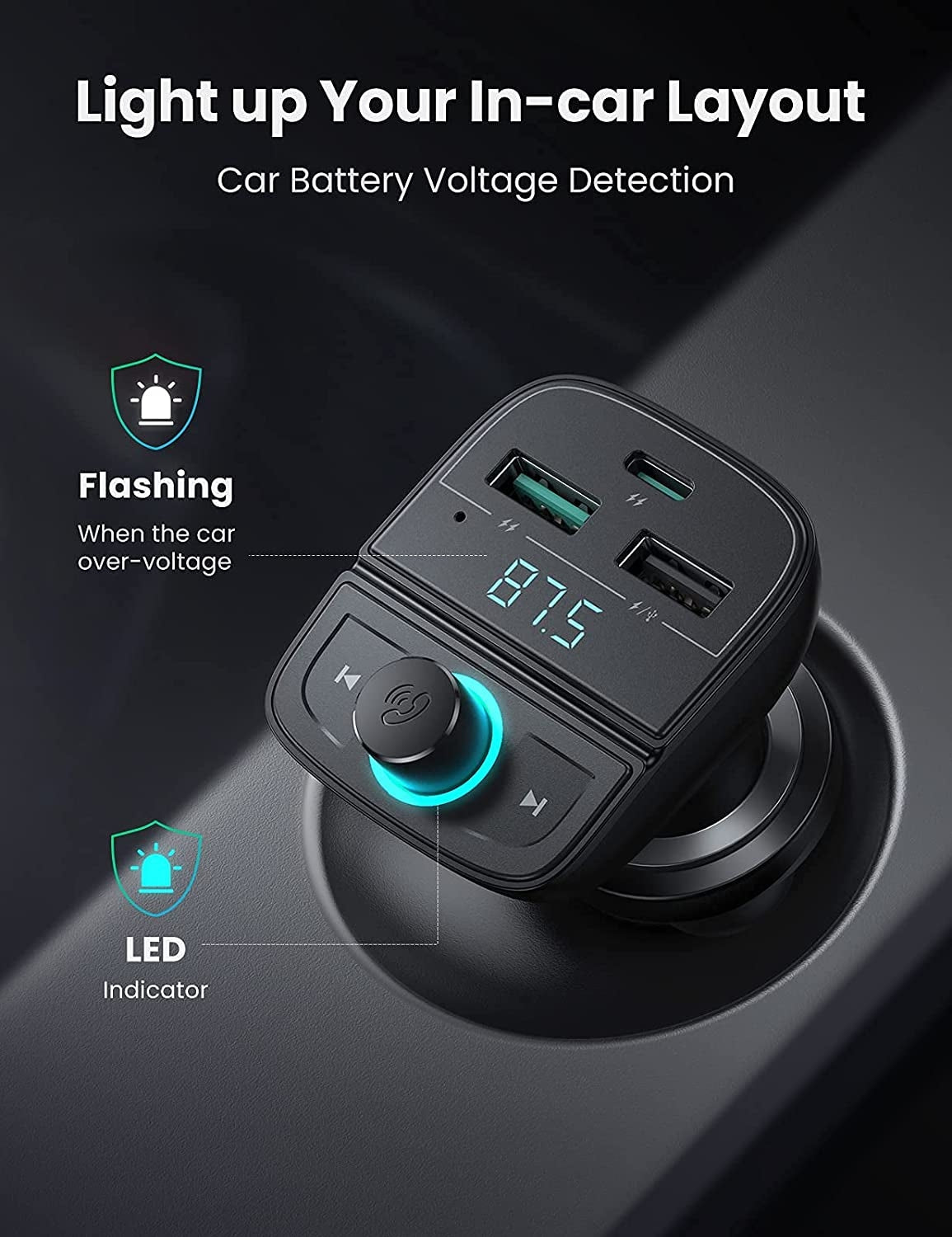 UGREEN 80910 Car Bluetooth 5.0 FM Transmitter Tristar Online