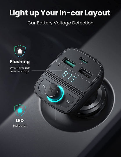 UGREEN 80910 Car Bluetooth 5.0 FM Transmitter Tristar Online