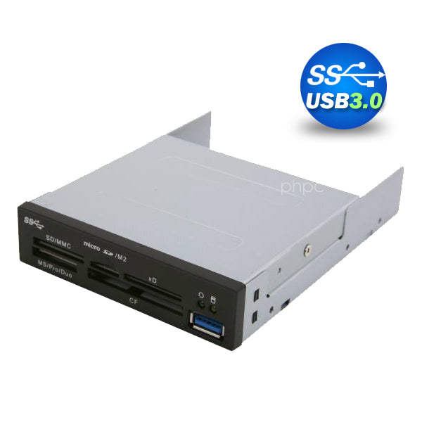 3.5" USB 3.0 All in One Internal Card Reader Full Long Metal with Front USB Black Tristar Online