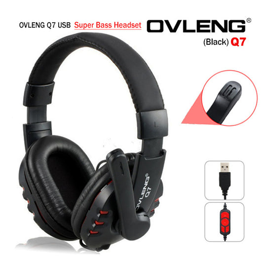 OVLENG Q7 USB Computer Headphones with Mic and Volume Control Tristar Online