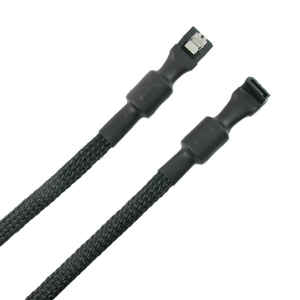 Simplecom CA110L Premium SATA 3 HDD SSD Data Cable Sleeved with Ferrite Bead Lead Clip Angle Tristar Online