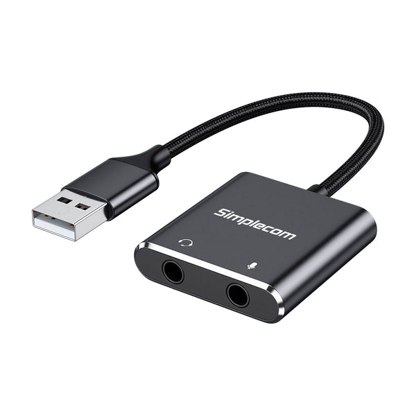 Simplecom CA152 USB to 3.5mm Audio and Microphone Sound Card Adapter for TRS or TRRS Headset with Mic Tristar Online
