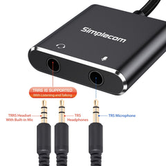 Simplecom CA152 USB to 3.5mm Audio and Microphone Sound Card Adapter for TRS or TRRS Headset with Mic Tristar Online