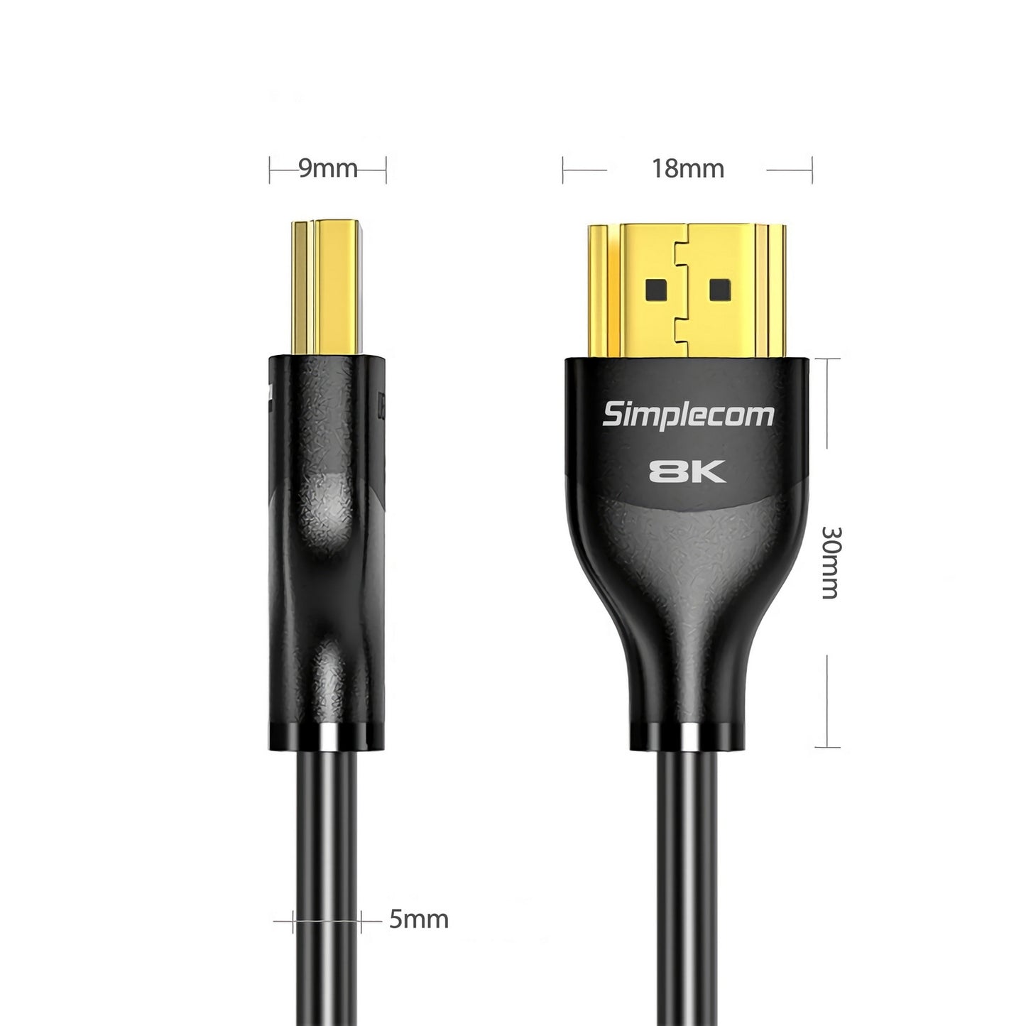 Simplecom CAH530 Ultra High Speed HDMI 2.1 Cable 48Gbps 8K@60Hz Slim Flexible 3M Tristar Online