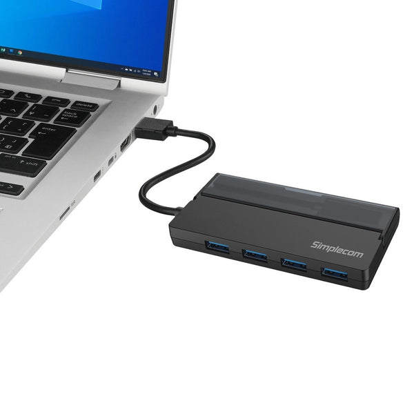 Simplecom CH329 Portable 4 Port USB 3.2 Gen1 (USB 3.0) 5Gbps Hub with Cable Storage Tristar Online