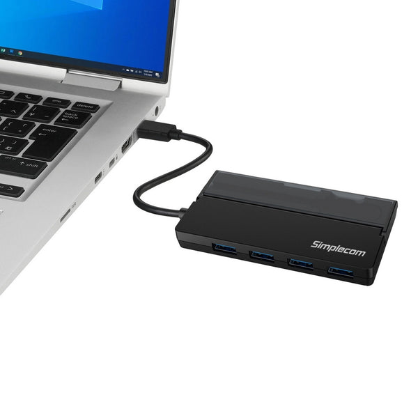 Simplecom CH330 Portable USB-C to 4 Port USB-A Hub USB 3.2 Gen1 with Cable Storage Tristar Online