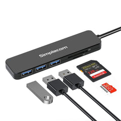 Simplecom CH365 SuperSpeed 3 Port USB 3.0 (USB 3.2 Gen 1) Hub with SD MicroSD Card Reader Tristar Online