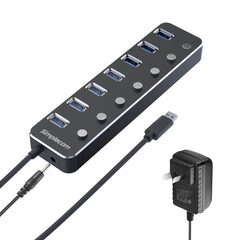 Simplecom CH375PS Aluminium 7 Port USB 3.0 Hub with Individual Switches and Power Adapter Tristar Online