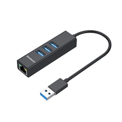 Simplecom CHN420 Aluminium 3 Port SuperSpeed USB HUB with Gigabit Ethernet Adapter Black Tristar Online