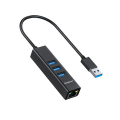 Simplecom CHN420 Aluminium 3 Port SuperSpeed USB HUB with Gigabit Ethernet Adapter Black Tristar Online