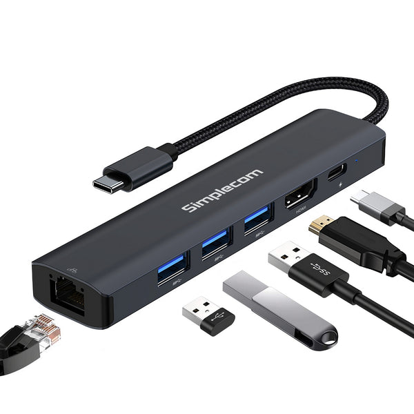 Simplecom CHN560 USB-C SuperSpeed 6-in-1 Multiport Adapter Docking Station Tristar Online