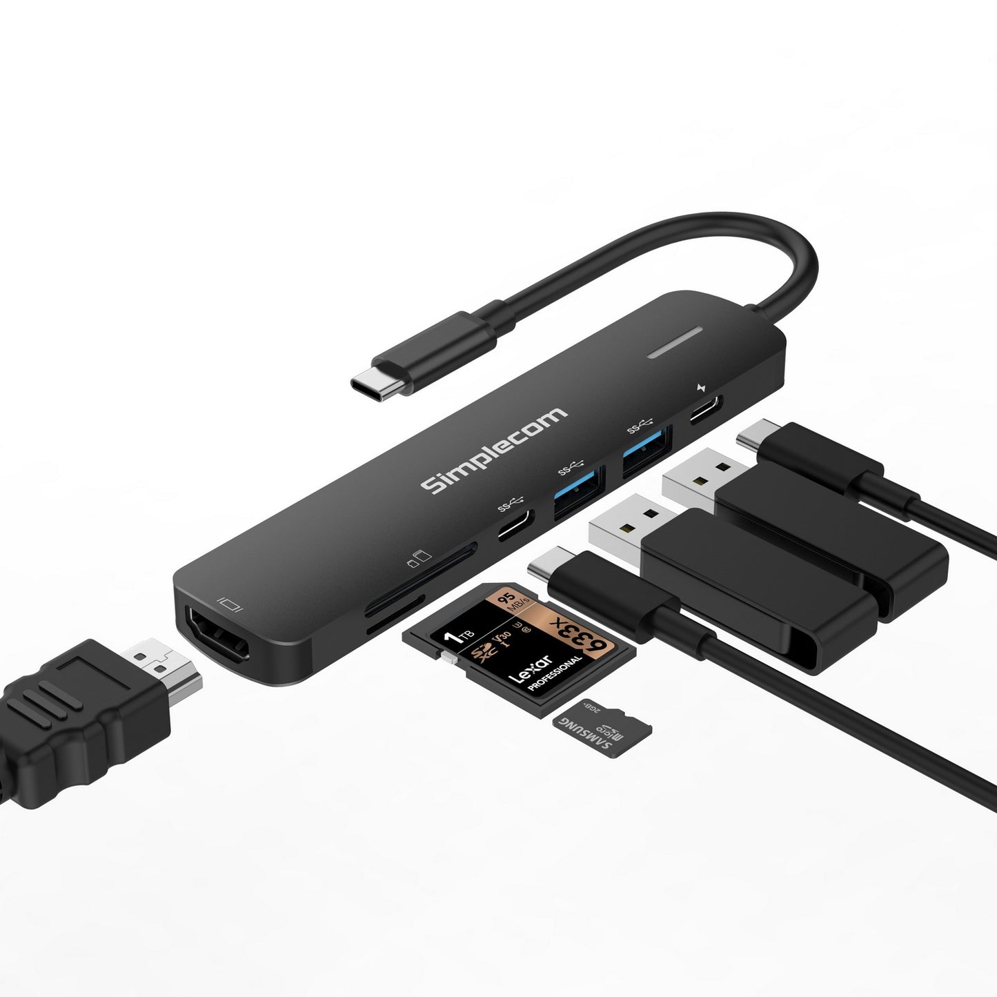 Simplecom CHT570 USB-C SuperSpeed 7-in-1 Multiport Hub Adapter HDMI 2.0 Docking Station Tristar Online