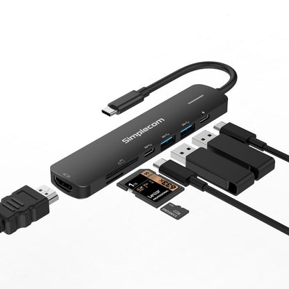 Simplecom CHT570 USB-C SuperSpeed 7-in-1 Multiport Hub Adapter HDMI 2.0 Docking Station Tristar Online