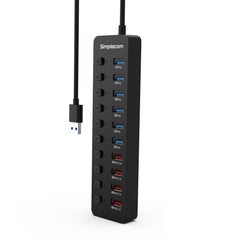 Simplecom CHU810 48W 10-Port USB 3.0 Hub and Charger with Individual Switches 12V/4A Power Adapter BC1.2 Fast Charging Tristar Online
