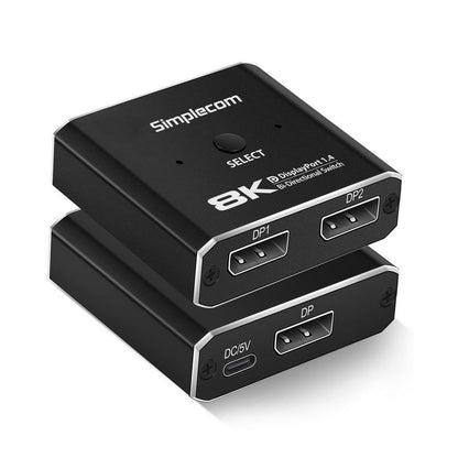 Simplecom CM202 Bi-Directional 2 Way DisplayPort Switch Selector DP 1.4 8K Tristar Online