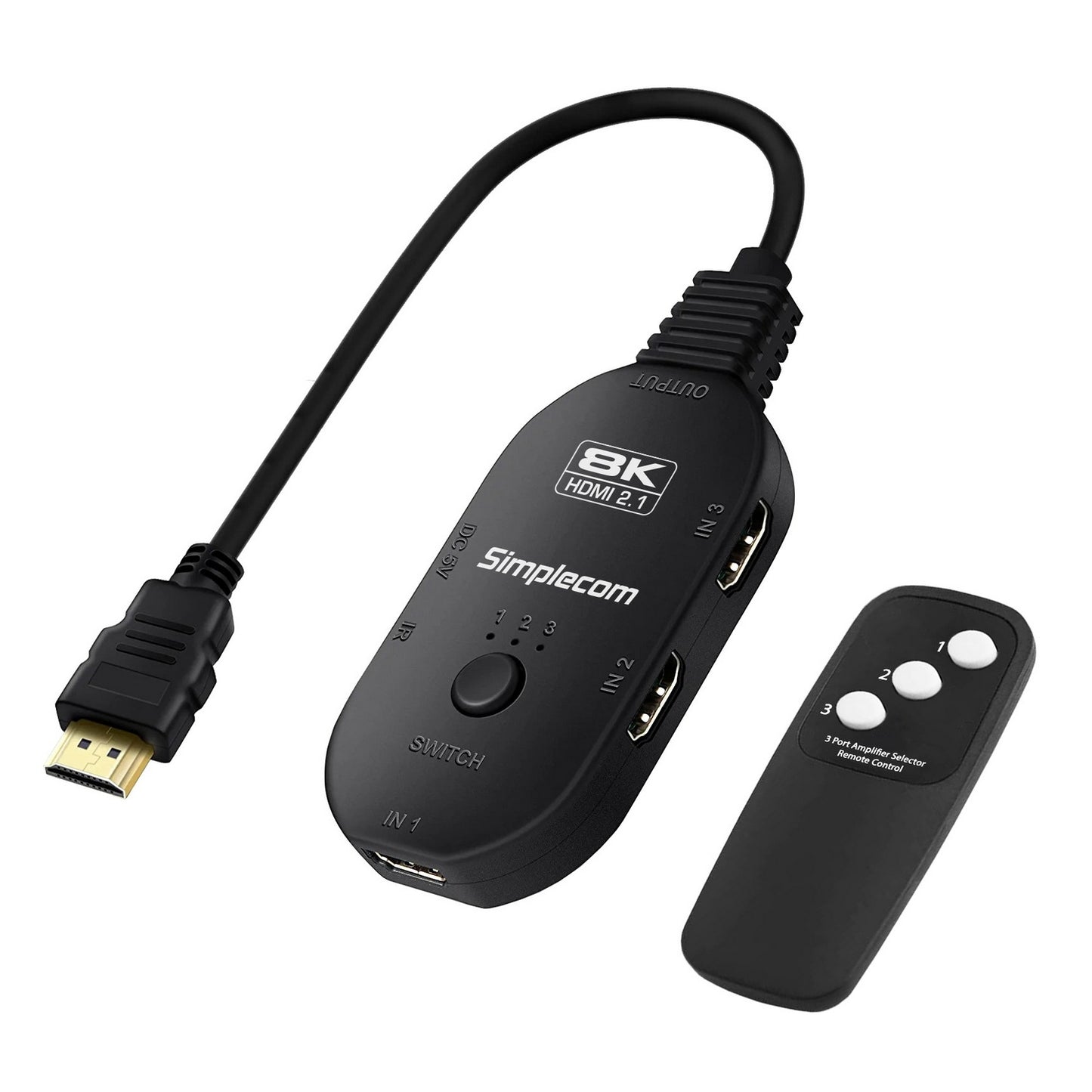 Simplecom CM353 3-Port HDMI 2.1 Switch 3 IN 1 OUT Splitter HDCP 2.3 8K@60Hz Tristar Online