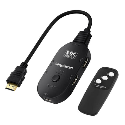 Simplecom CM353 3-Port HDMI 2.1 Switch 3 IN 1 OUT Splitter HDCP 2.3 8K@60Hz Tristar Online