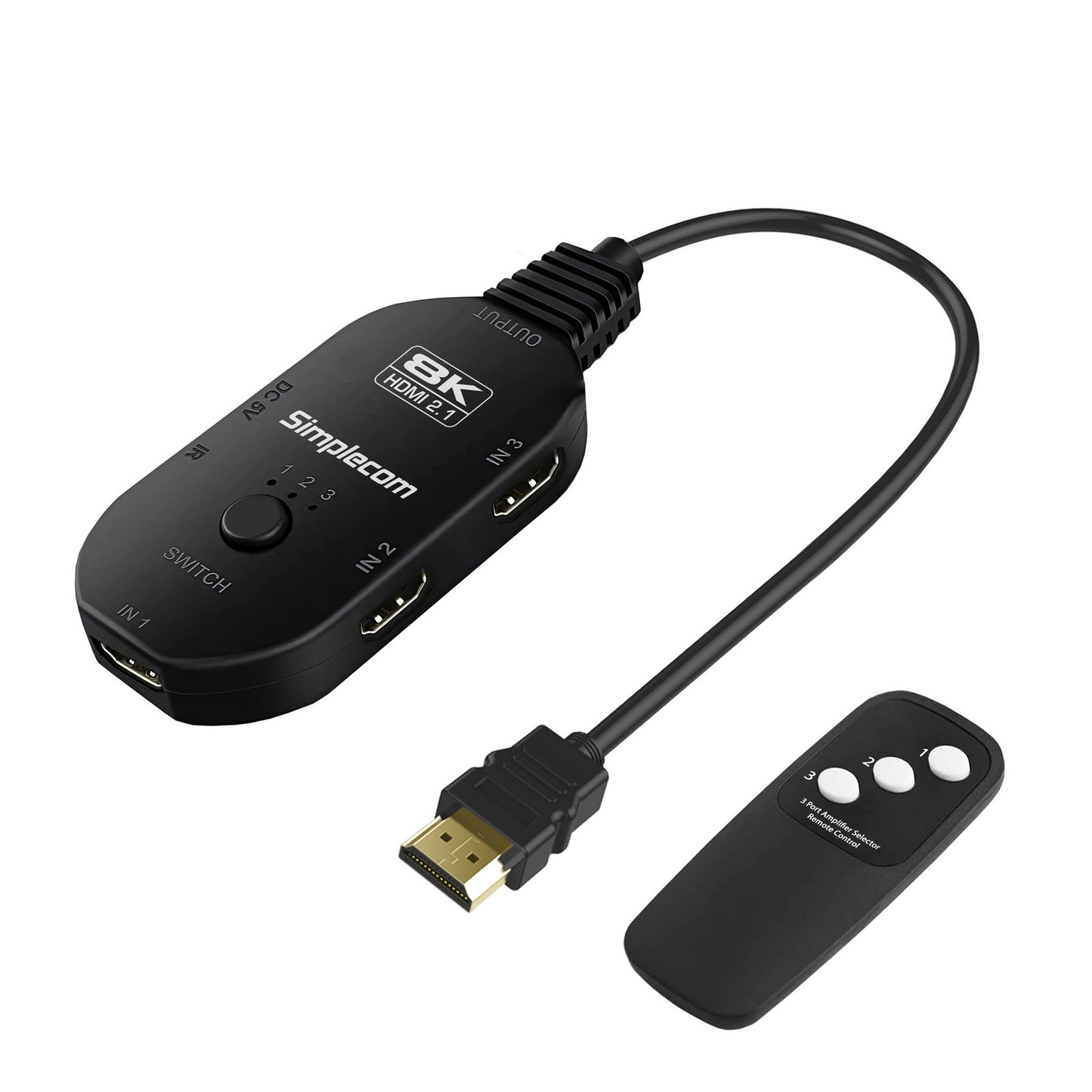 Simplecom CM353 3-Port HDMI 2.1 Switch 3 IN 1 OUT Splitter HDCP 2.3 8K@60Hz Tristar Online