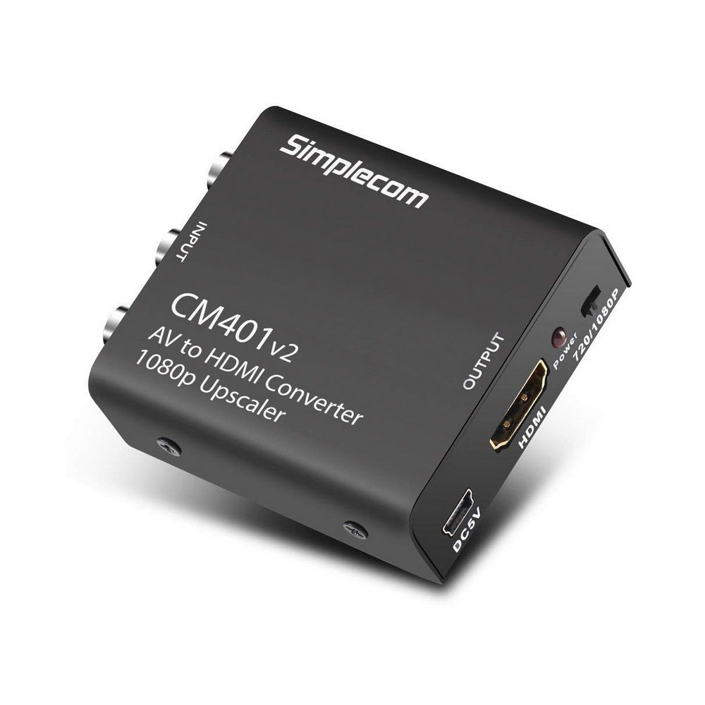 Simplecom CM401v2 Composite AV CVBS to HDMI Video Converter 1080p Upscaler Alloy Case Tristar Online