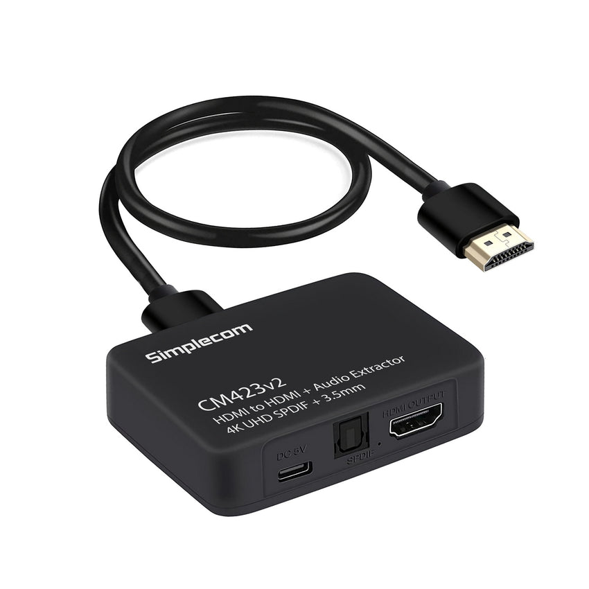 Simplecom CM423v2 HDMI Audio Extractor 4K HDMI to HDMI and Optical SPDIF + 3.5mm Stereo Tristar Online