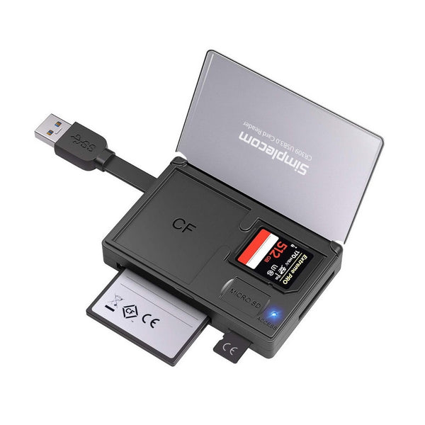 Simplecom CR309 3-Slot SuperSpeed USB 3.0 Card Reader with Card Storage Case Tristar Online