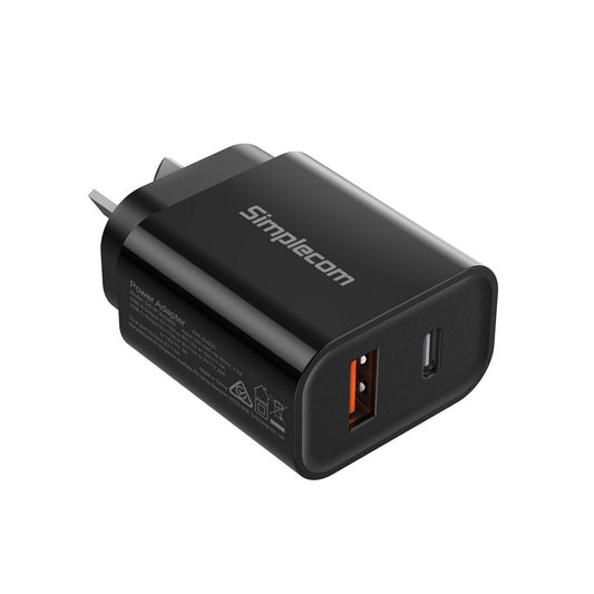 Simplecom CU220 Dual Port PD 20W Fast Wall Charger USB-C + USB-A for Phone Tablet Tristar Online