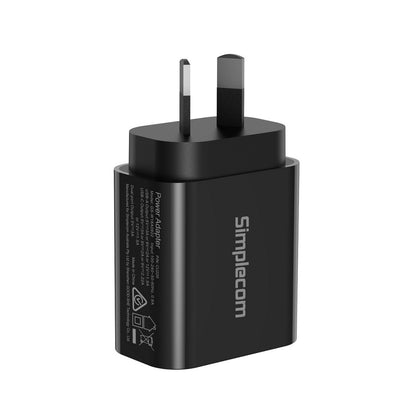Simplecom CU220 Dual Port PD 20W Fast Wall Charger USB-C + USB-A for Phone Tablet Tristar Online