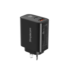 Simplecom CU265 Dual Port PD 65W GaN Fast Wall Charger USB-C + USB-A for Phone Laptop Tristar Online