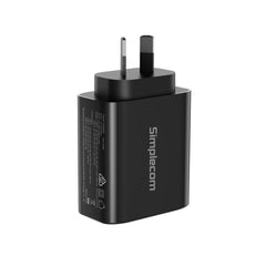 Simplecom CU265 Dual Port PD 65W GaN Fast Wall Charger USB-C + USB-A for Phone Laptop Tristar Online