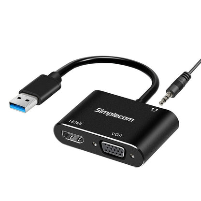 Simplecom DA316A USB to HDMI + VGA Video Card Adapter with 3.5mm Audio Tristar Online