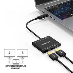 Simplecom DA327 USB 3.0 or USB-C to Dual HDMI Display Adapter for 2x 1080p Extended Screens Tristar Online