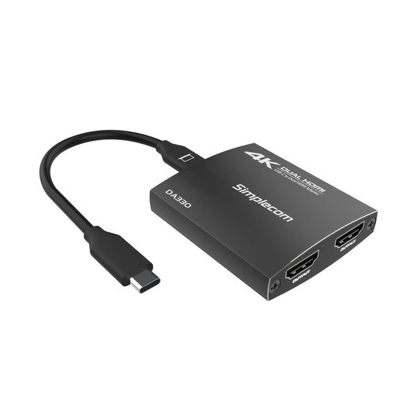 Simplecom DA330 USB-C to Dual HDMI MST Adapter 4K@60Hz with PD and Audio Out Tristar Online