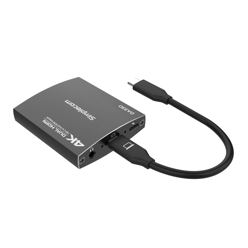 Simplecom DA330 USB-C to Dual HDMI MST Adapter 4K@60Hz with PD and Audio Out Tristar Online
