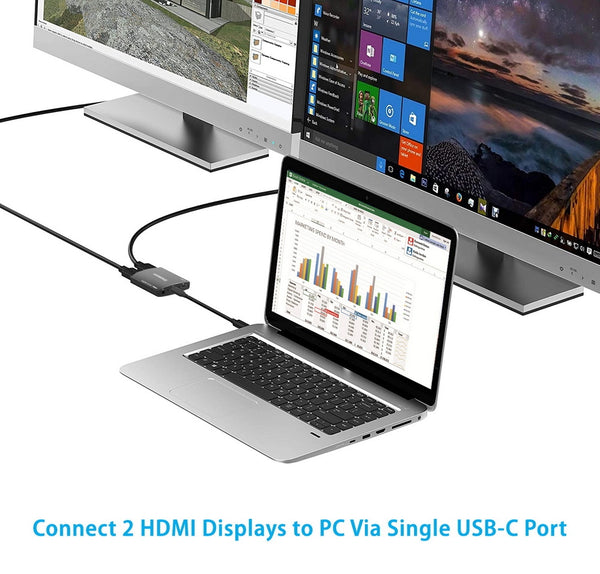 Simplecom DA330 USB-C to Dual HDMI MST Adapter 4K@60Hz with PD and Audio Out Tristar Online