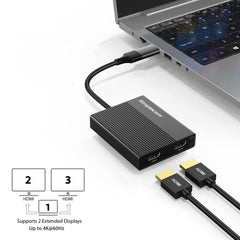 Simplecom DA369 USB 3.0 or USB-C to Dual 4K HDMI 2.0 Display Adapter for 2x 4K@60Hz Extended Screens Tristar Online