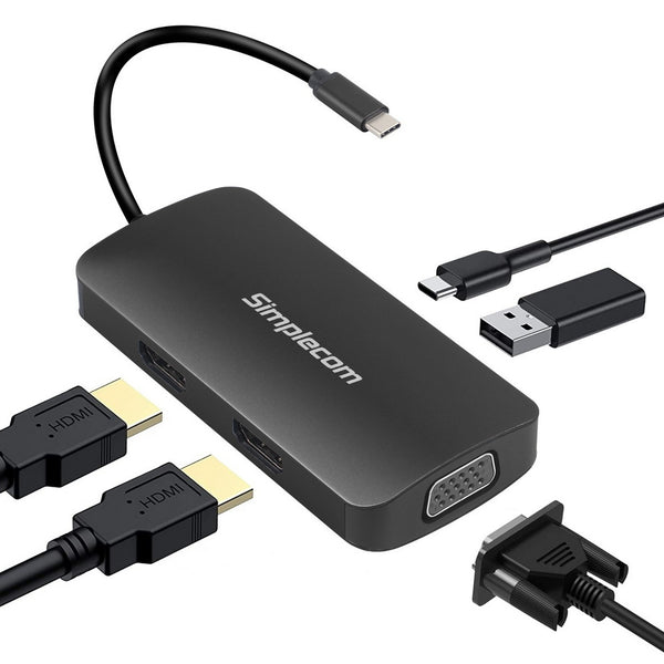 Simplecom DA451 5-in-1 USB-C Multiport Adapter MST Hub with VGA and Dual HDMI Tristar Online