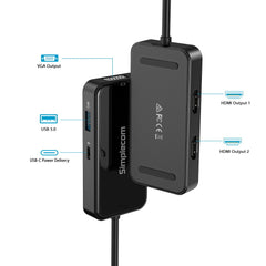 Simplecom DA451 5-in-1 USB-C Multiport Adapter MST Hub with VGA and Dual HDMI Tristar Online