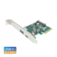 Simplecom EC312 PCI-E 2.0 x4 to 2 Port SuperSpeed+ USB 3.1 Gen II 10Gpbs Type-C and Type-A Host Expansion Card Tristar Online