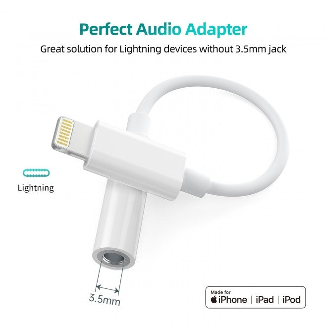 CHOETECH AUX005 iPhone 8-pin to 3.5mm Headphone Adapter Tristar Online